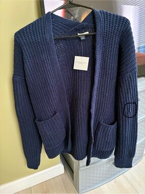 American Eagle Outfitters Navy Open Cardigan with Front Pockets size XS